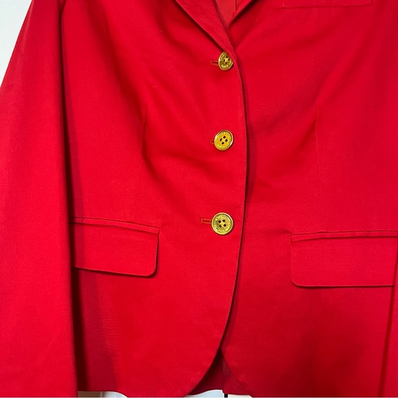 Ralph Lauren Red Blazer Size 8 Gold Buttons Holiday Christmas Cotton Preppy - Picture 3 of 9
